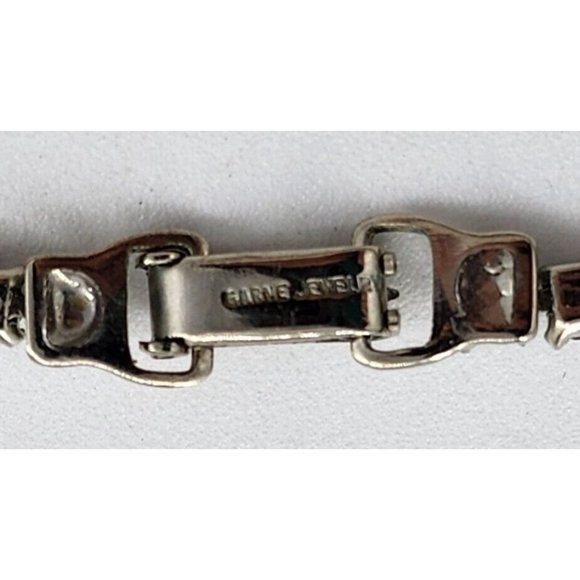 Vintage Garne Jewelry Signed Silver Tone Starburst Clear Rhinestone Necklace - Picture 9 of 9